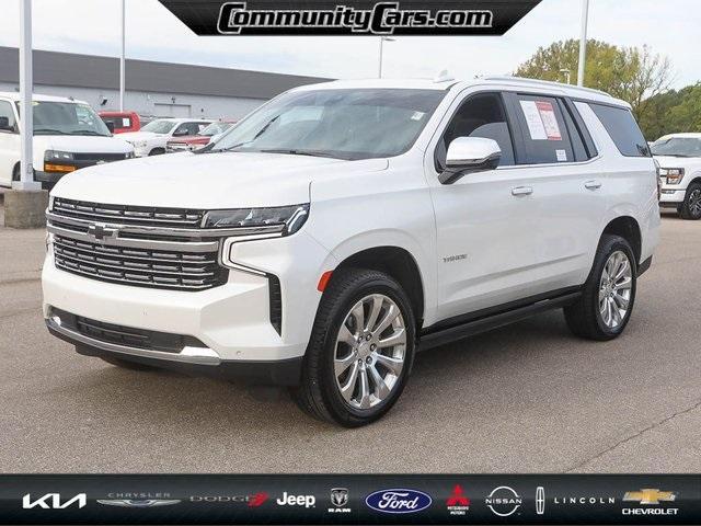 Used 2021 Chevrolet Tahoe Premier with VIN 1GNSKSKD5MR328098 for sale in Bloomington, IN