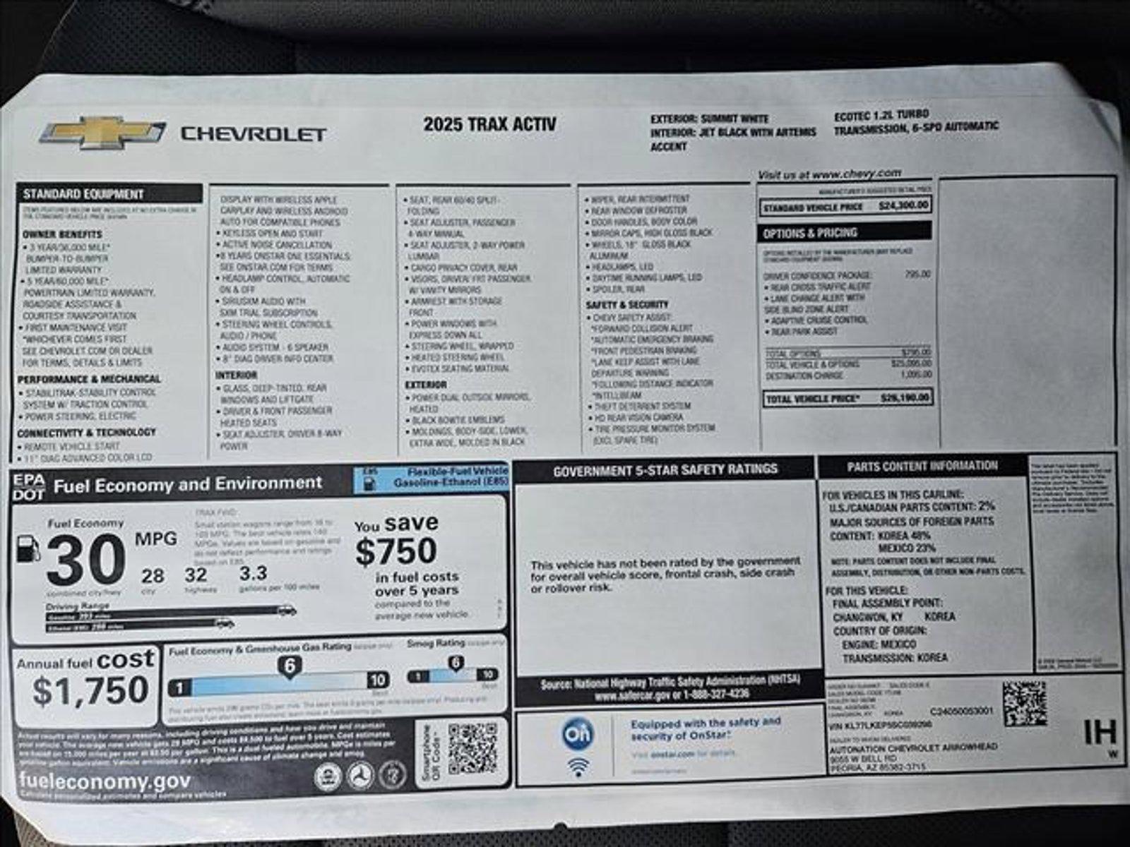 2025 Chevrolet Trax Vehicle Photo in PEORIA, AZ 85382-3715