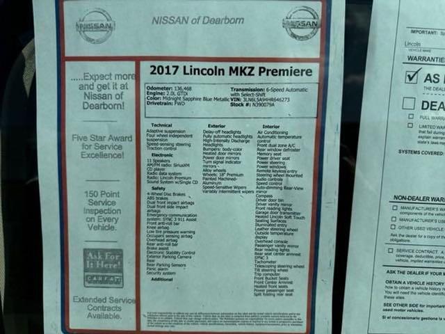 2017 Lincoln MKZ Vehicle Photo in Canton, MI 48188