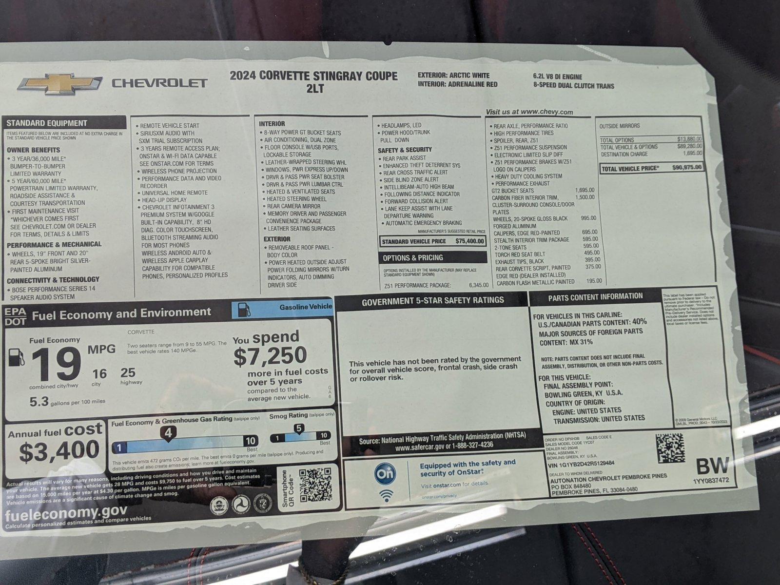 2024 Chevrolet Corvette Stingray Vehicle Photo in PEMBROKE PINES, FL 33024-6534