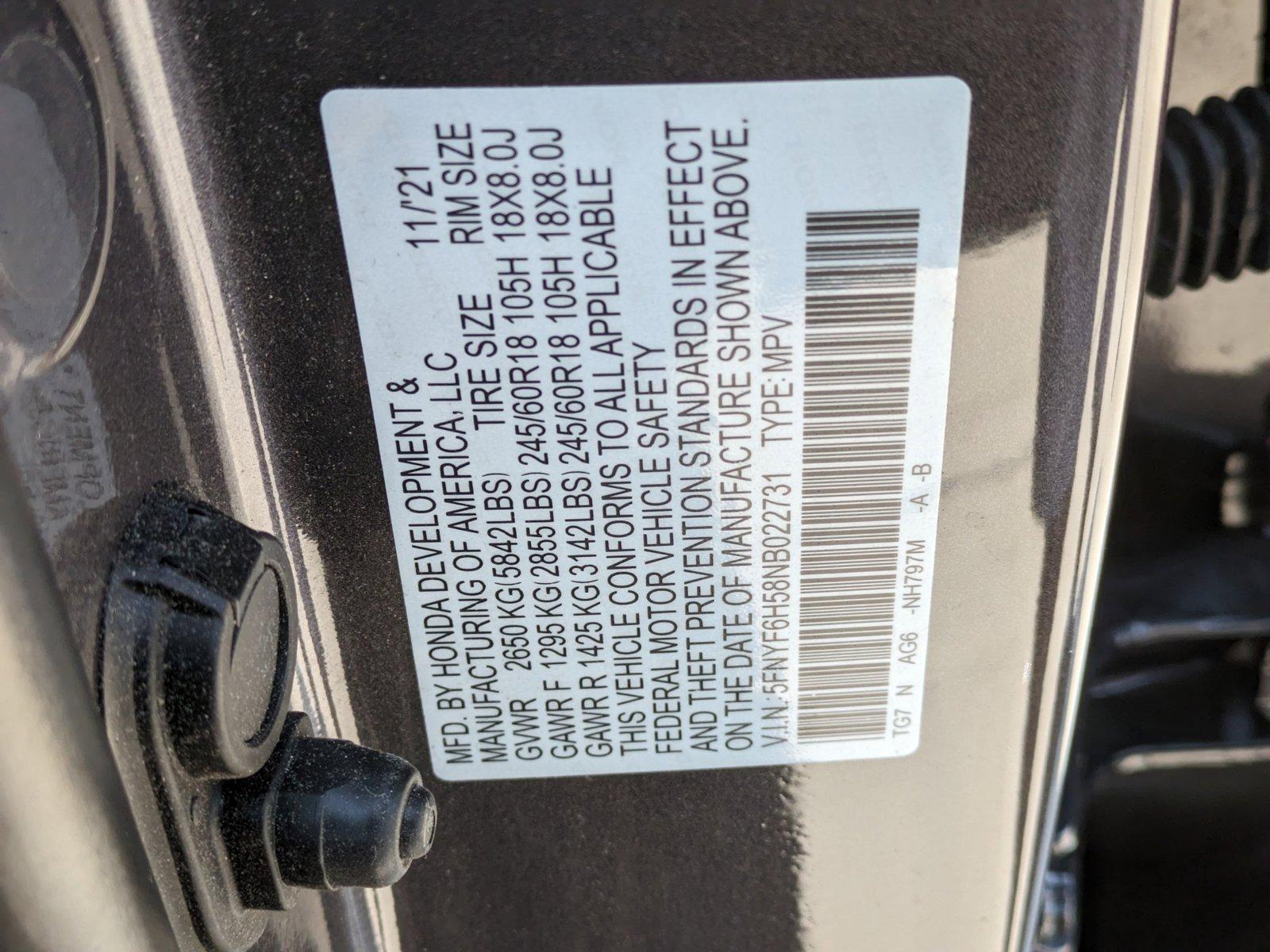 2022 Honda Pilot Vehicle Photo in LAUREL, MD 20707-4697