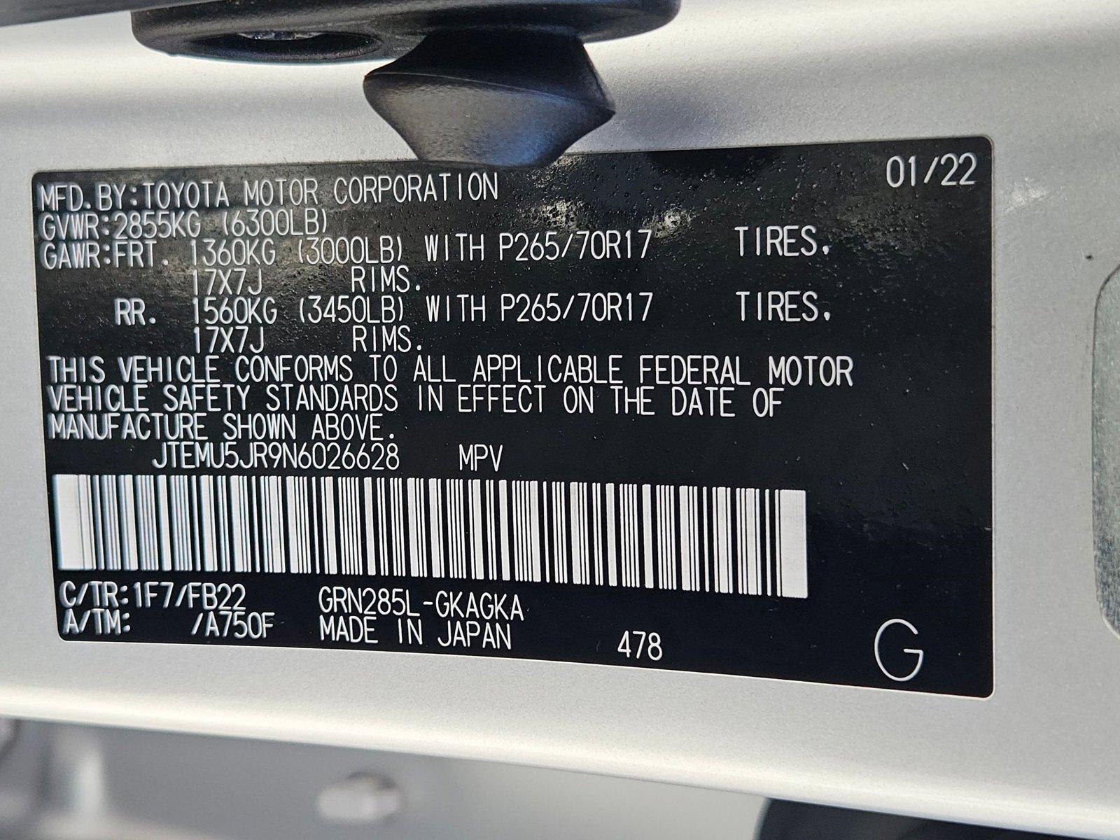 2022 Toyota 4Runner Vehicle Photo in GILBERT, AZ 85297-0446