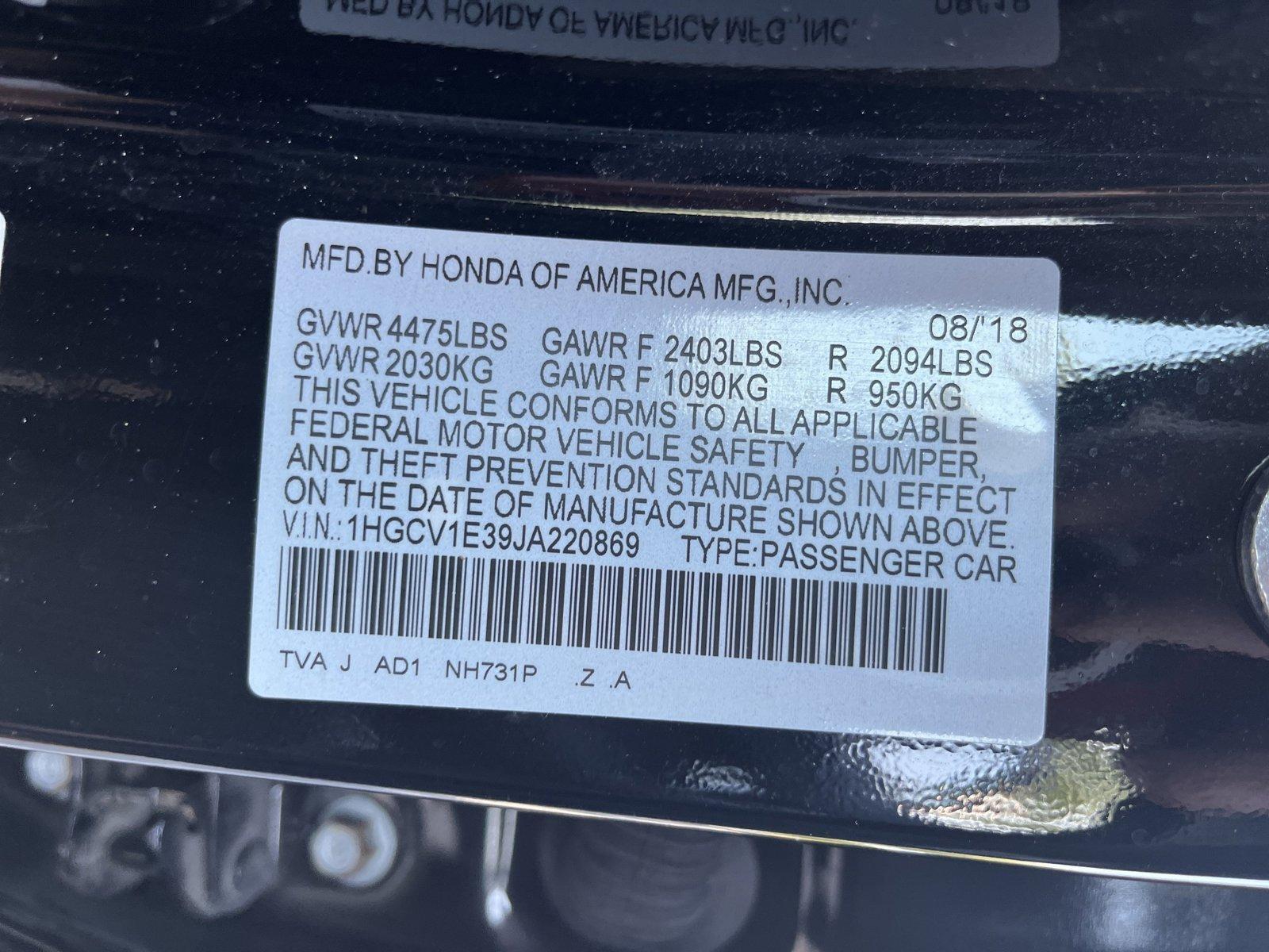 2018 Honda Accord Sedan Vehicle Photo in Jacksonville, FL 32256