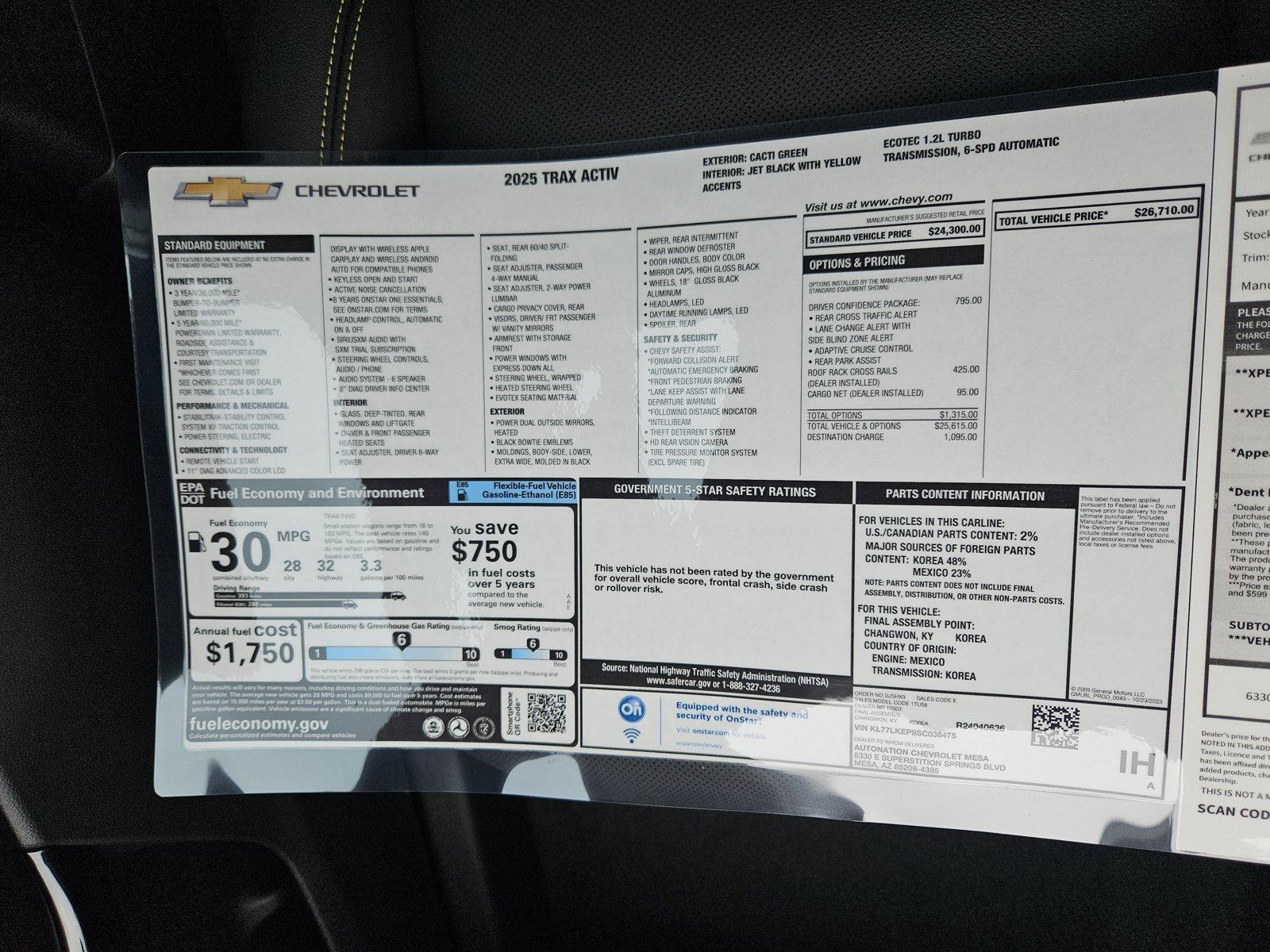 2025 Chevrolet Trax Vehicle Photo in MESA, AZ 85206-4395