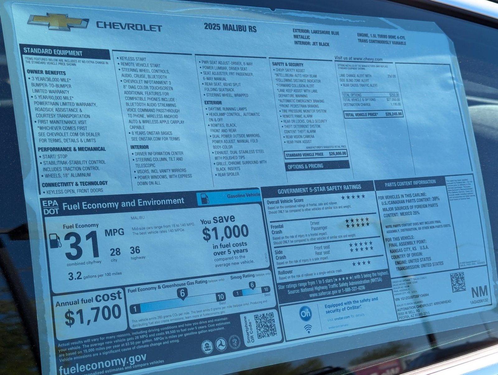 2025 Chevrolet Malibu Vehicle Photo in PEORIA, AZ 85382-3715