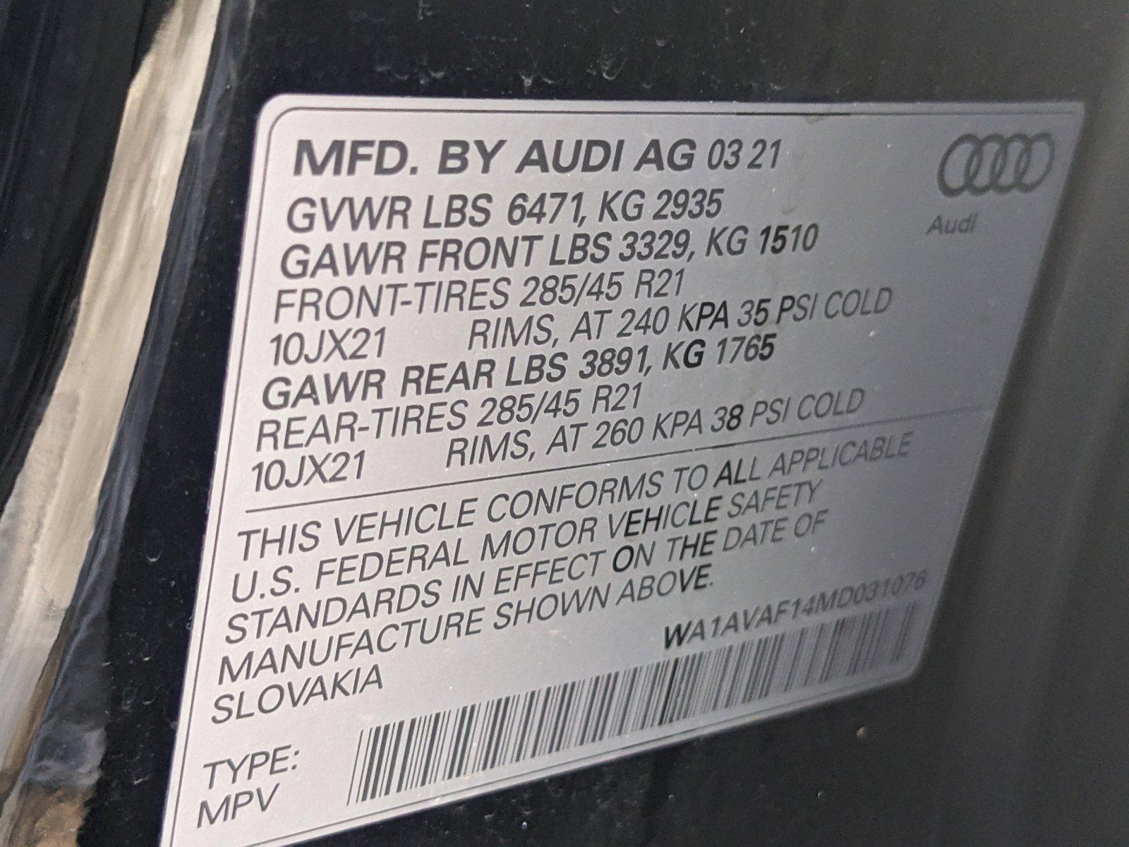 2021 Audi Q8 Vehicle Photo in MIAMI, FL 33172-3015