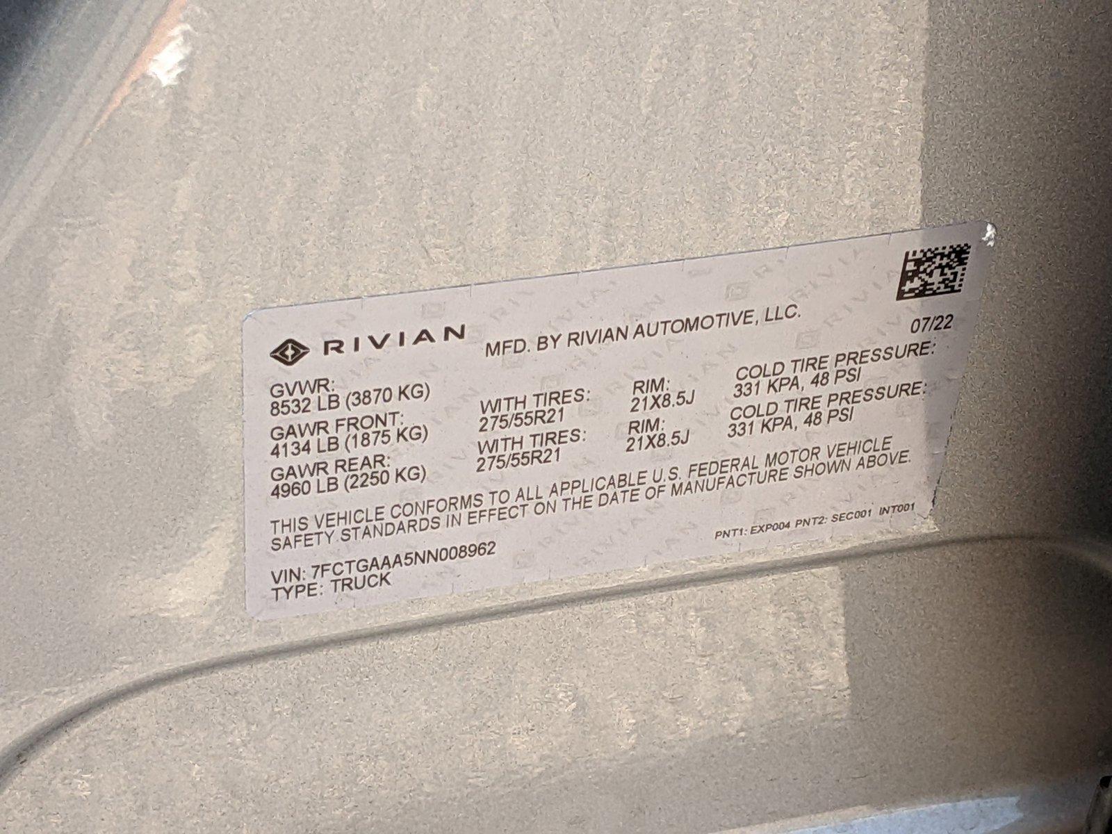 2022 Rivian R1T Vehicle Photo in TIMONIUM, MD 21093-2300