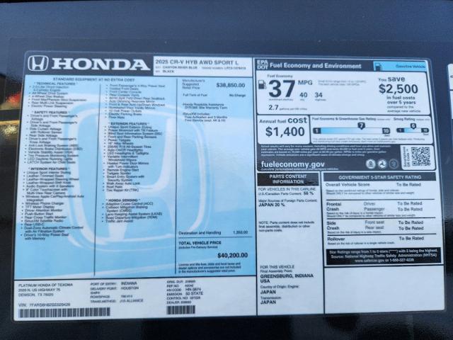 2025 Honda CR-V Hybrid Vehicle Photo in Denison, TX 75020