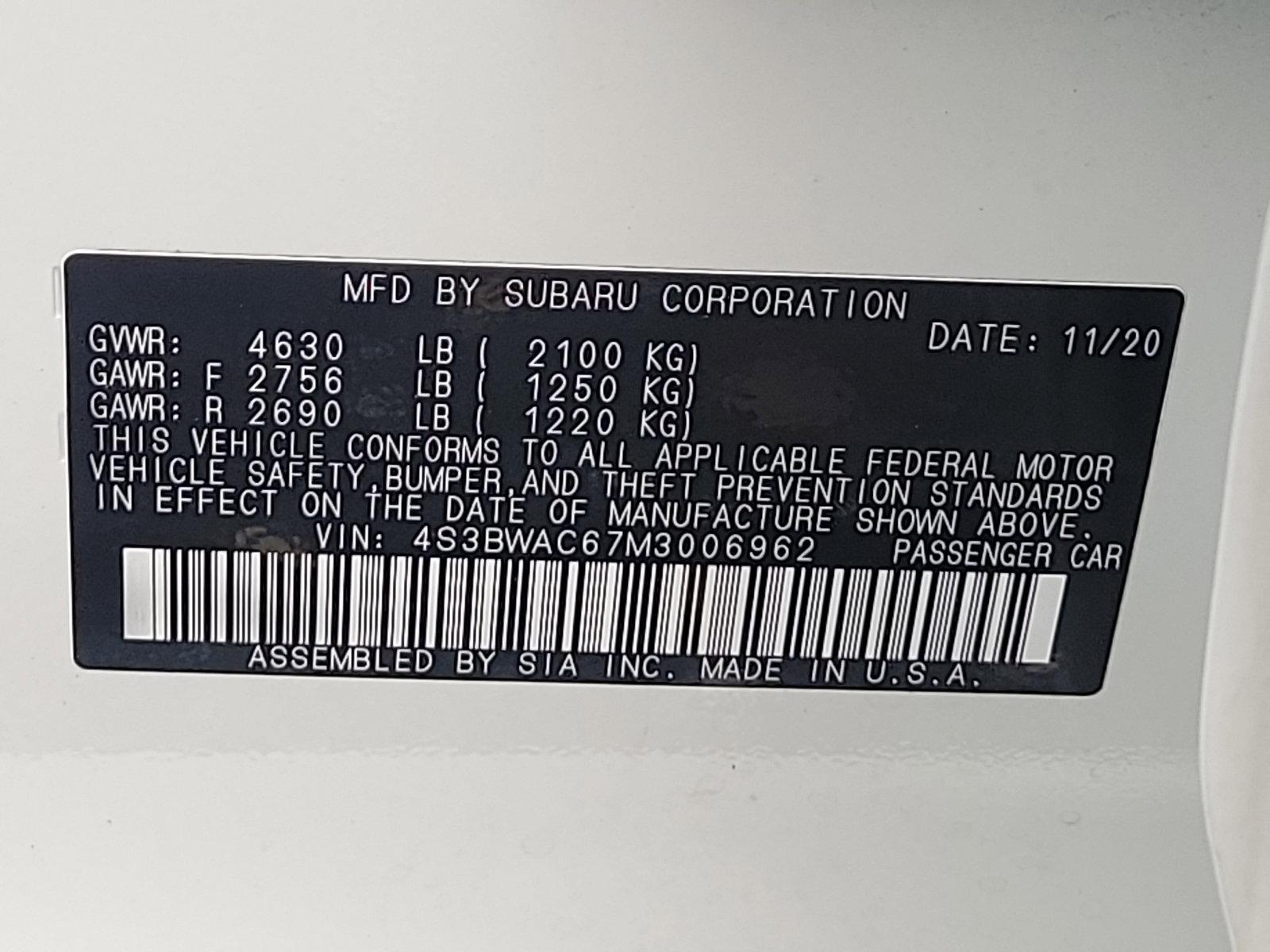 2021 Subaru Legacy Vehicle Photo in BETHLEHEM, PA 18017