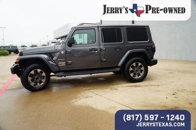 Used 2020 Jeep Wrangler Unlimited Sahara with VIN 1C4HJXEG0LW261631 for sale in Weatherford, TX