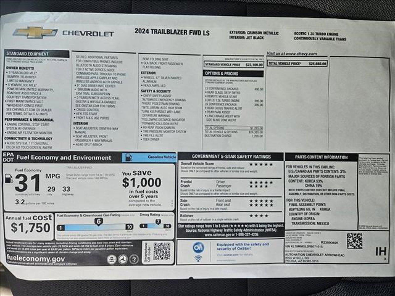 2024 Chevrolet Trailblazer Vehicle Photo in PEORIA, AZ 85382-3715