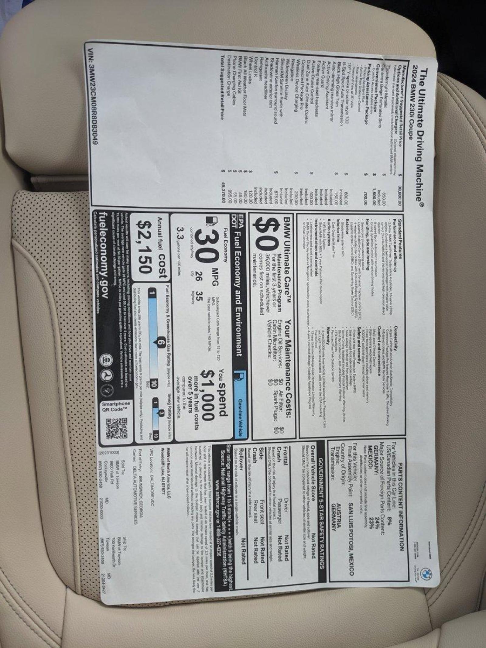 2024 BMW 230i Vehicle Photo in Towson, MD 21204