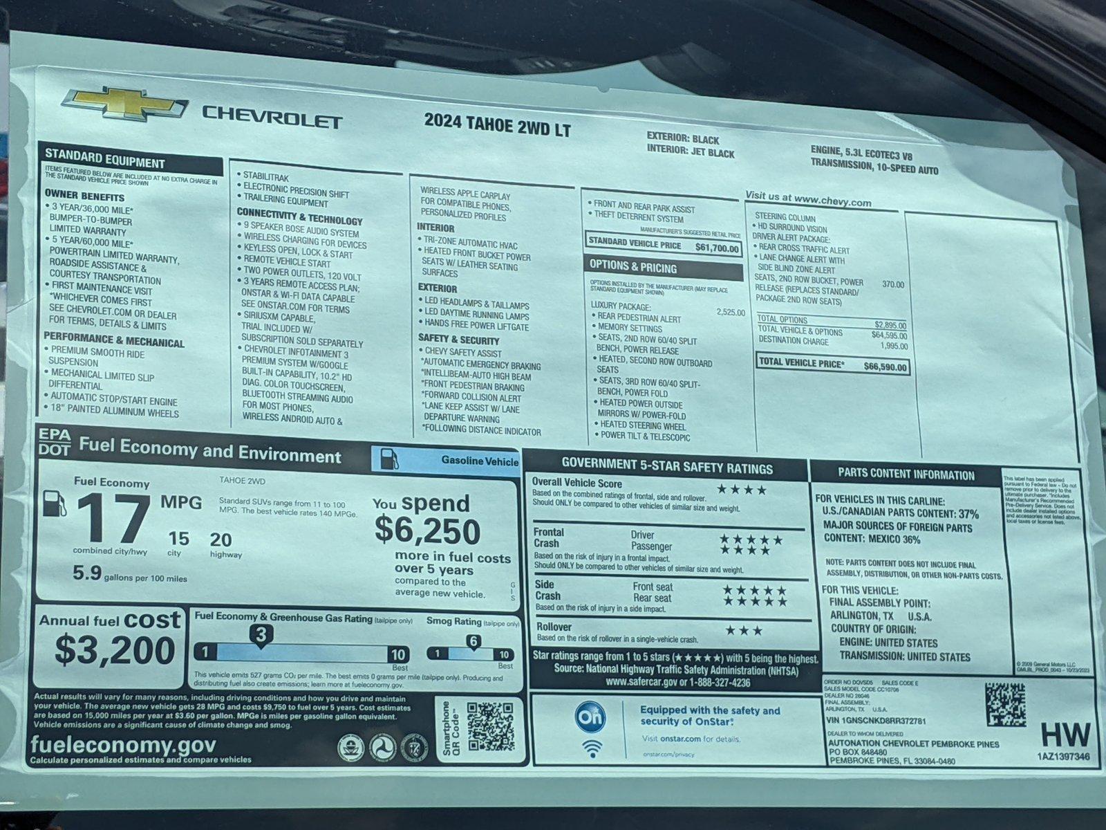 2024 Chevrolet Tahoe Vehicle Photo in PEMBROKE PINES, FL 33024-6534