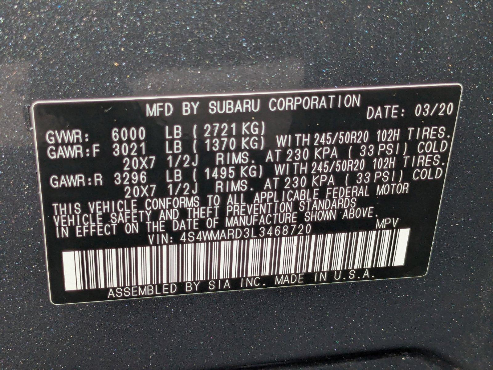 2020 Subaru Ascent Vehicle Photo in Panama City, FL 32401