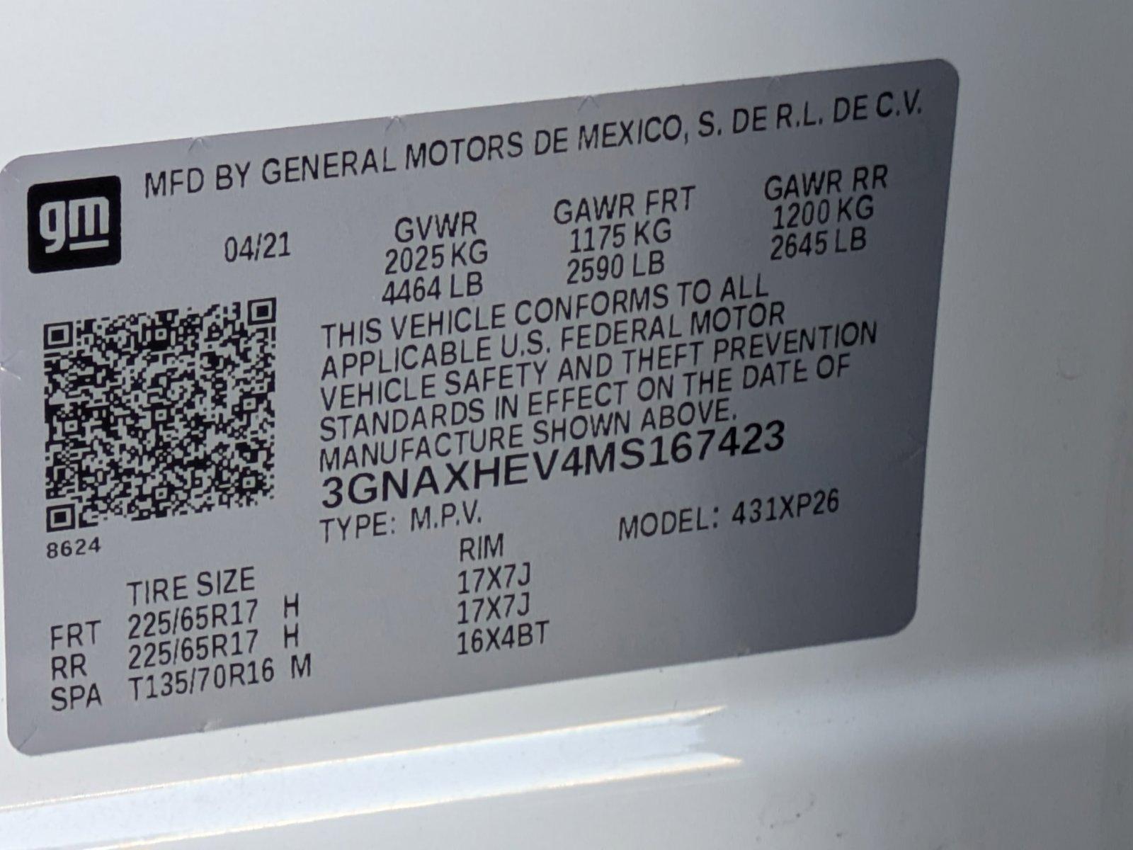 2021 Chevrolet Equinox Vehicle Photo in CLEARWATER, FL 33764-7163