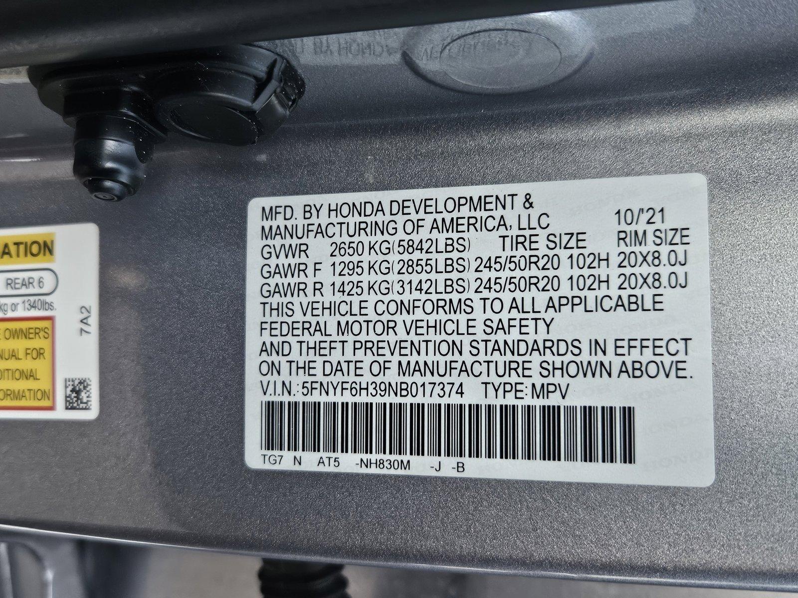 2022 Honda Pilot Vehicle Photo in Clearwater, FL 33764