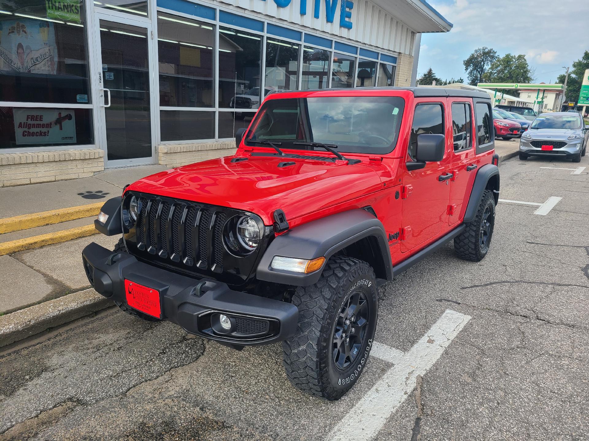 Used 2021 Jeep Wrangler Unlimited Willys with VIN 1C4HJXDN5MW740290 for sale in Creston, IA