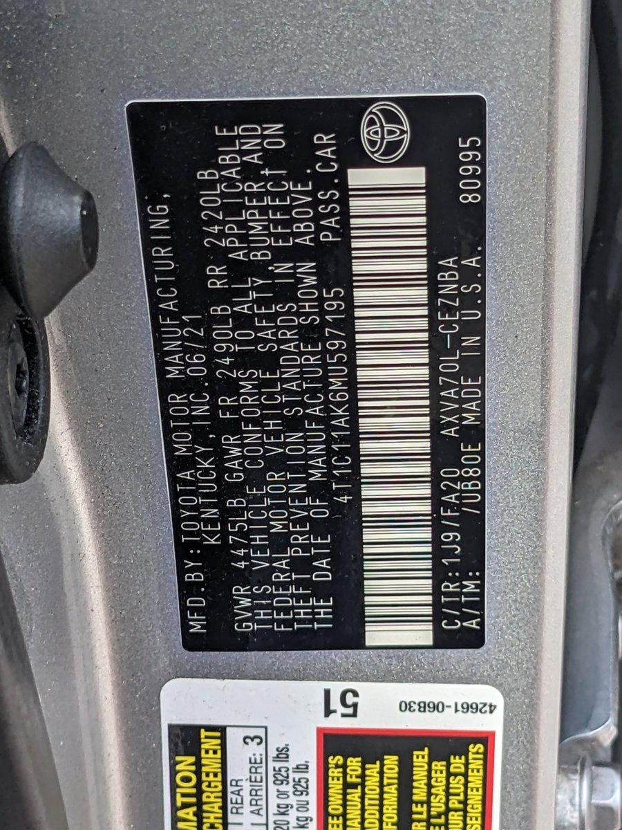 2021 Toyota Camry Vehicle Photo in GREENACRES, FL 33463-3207