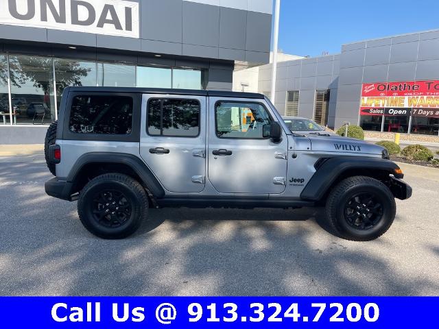 Used 2021 Jeep Wrangler Unlimited Willys with VIN 1C4HJXDG0MW557347 for sale in Olathe, KS