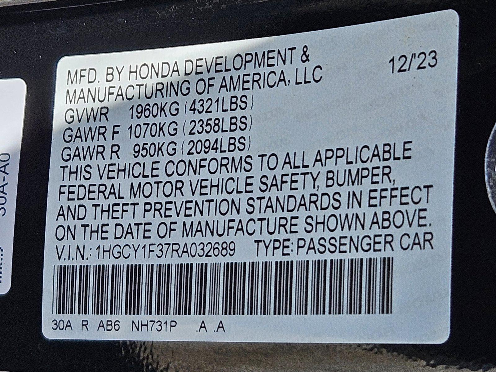 2024 Honda Accord Sedan Vehicle Photo in Miami, FL 33015