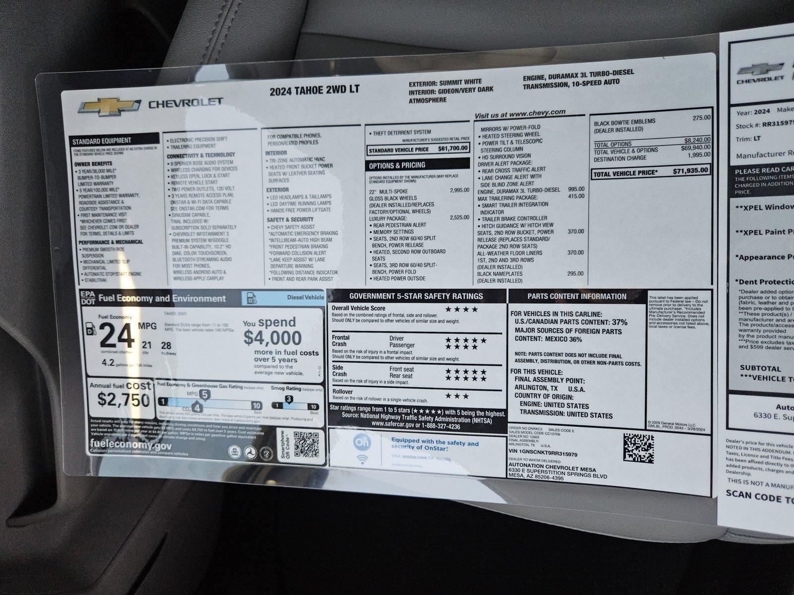 2024 Chevrolet Tahoe Vehicle Photo in MESA, AZ 85206-4395