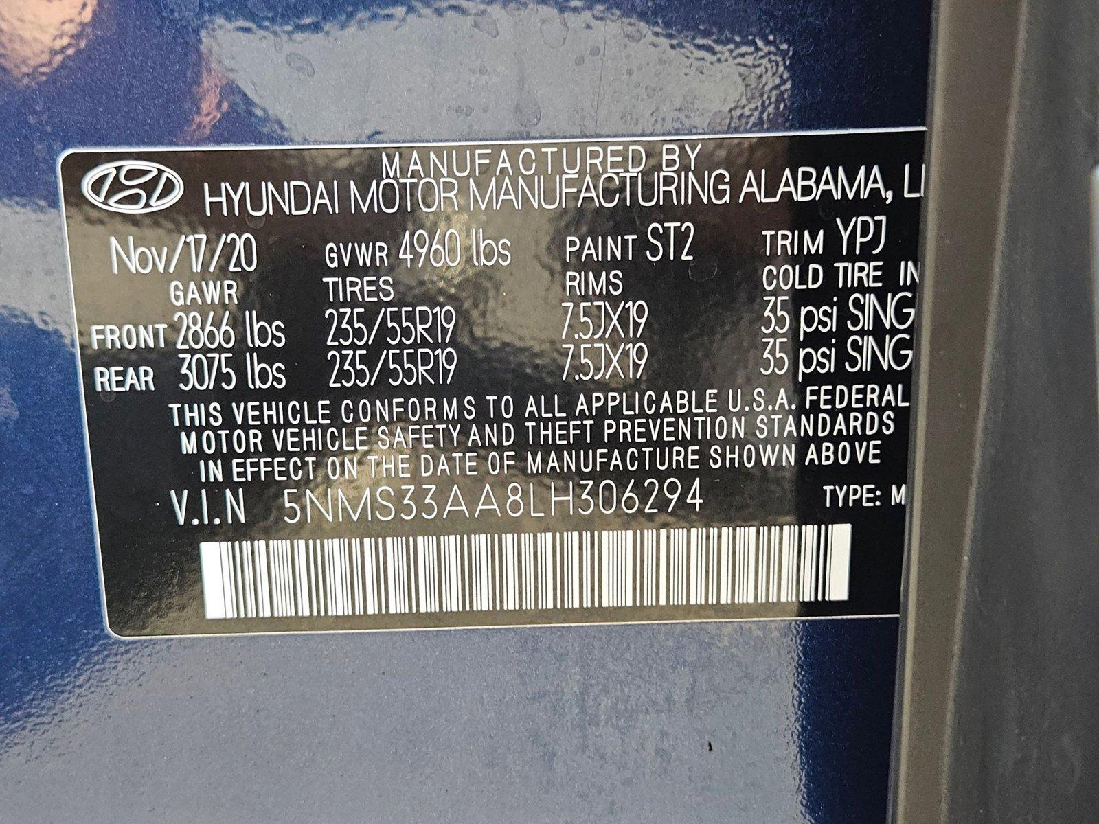 2020 Hyundai SANTA FE Vehicle Photo in MESA, AZ 85206-4395