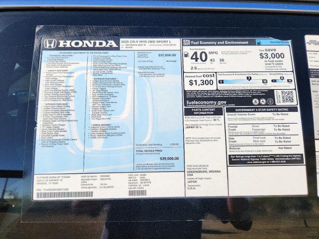 2025 Honda CR-V Hybrid Vehicle Photo in Denison, TX 75020