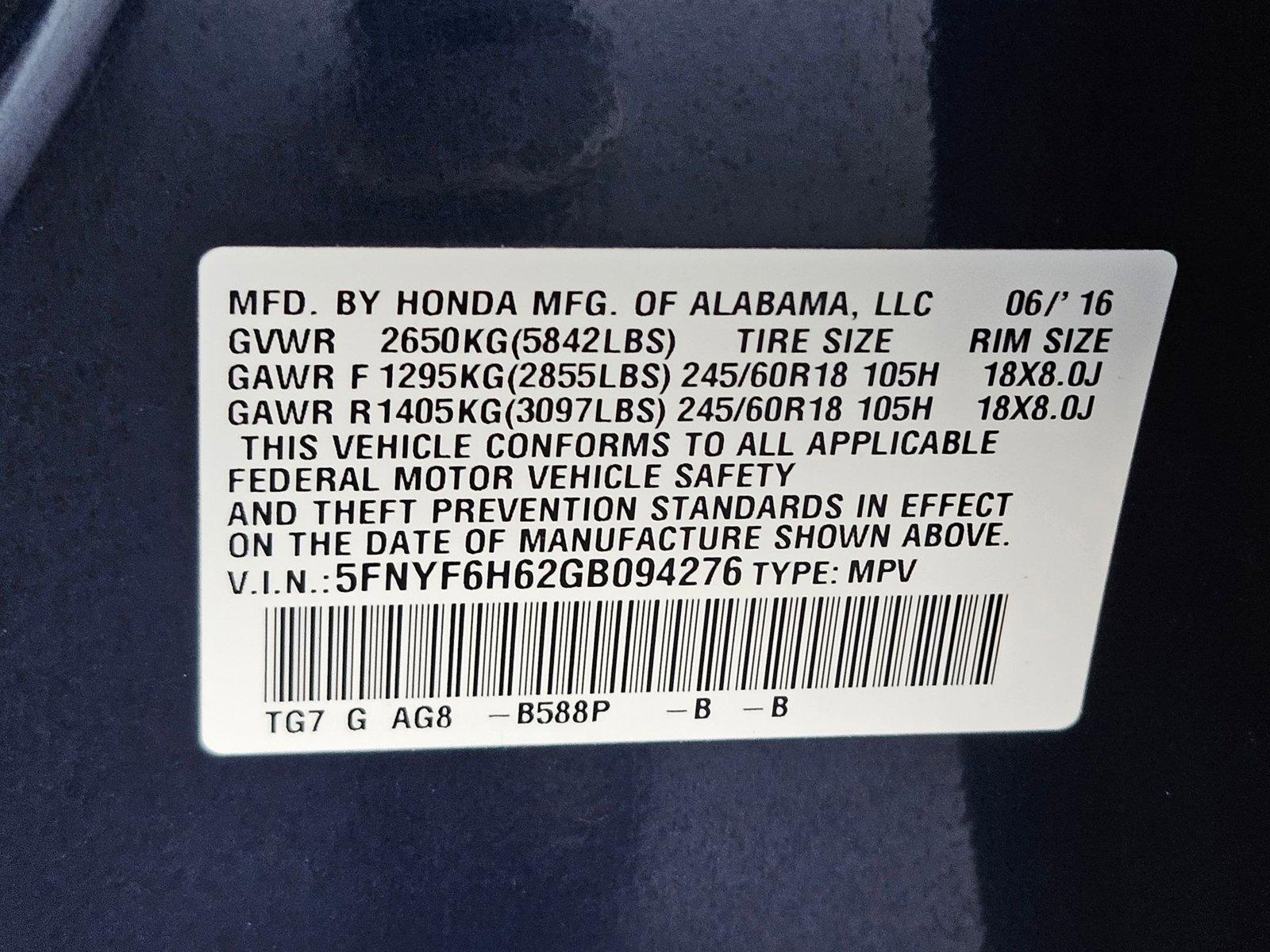 2016 Honda Pilot Vehicle Photo in Henderson, NV 89014