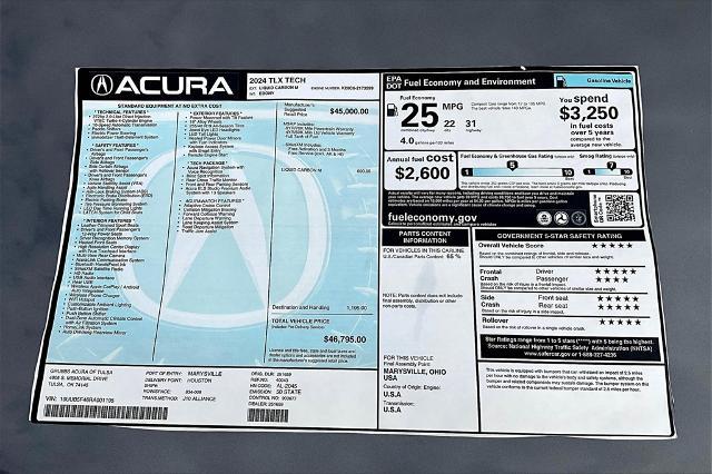 2024 Acura TLX Vehicle Photo in Tulsa, OK 74145