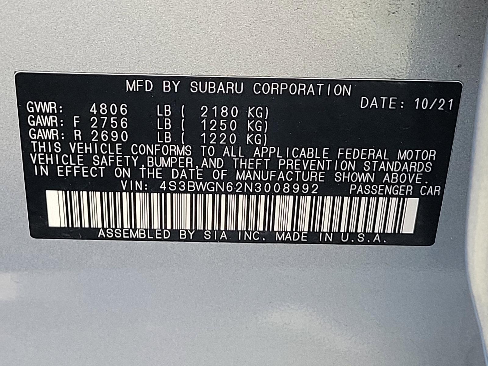 2022 Subaru Legacy Vehicle Photo in BETHLEHEM, PA 18017