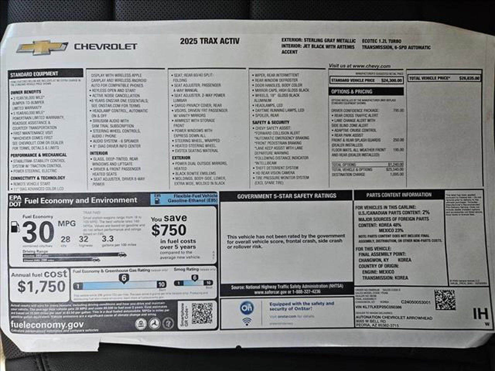 2025 Chevrolet Trax Vehicle Photo in PEORIA, AZ 85382-3715