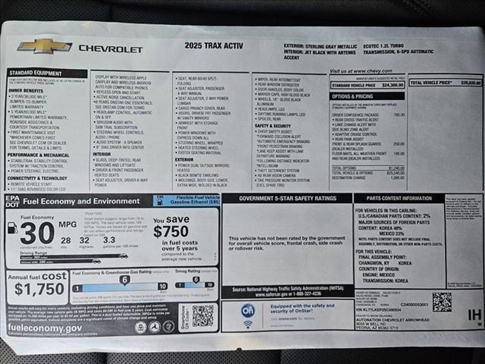 2025 Chevrolet Trax Vehicle Photo in PEORIA, AZ 85382-3715