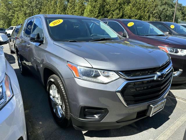 Used 2021 Chevrolet Traverse LS with VIN 1GNEVFKW8MJ103816 for sale in Medford, NY