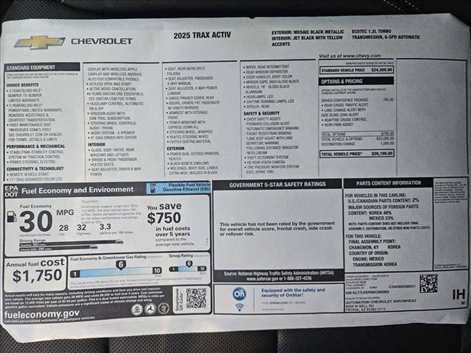 2025 Chevrolet Trax Vehicle Photo in PEORIA, AZ 85382-3715