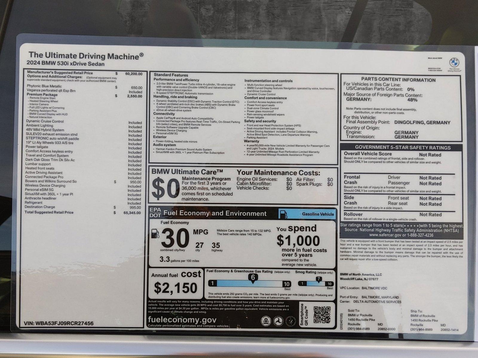 2024 BMW 530i xDrive Vehicle Photo in Towson, MD 21204