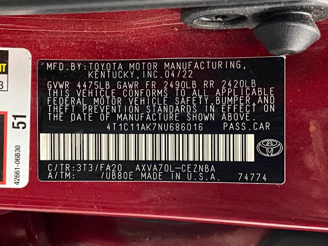 2022 Toyota Camry Vehicle Photo in Appleton, WI 54913