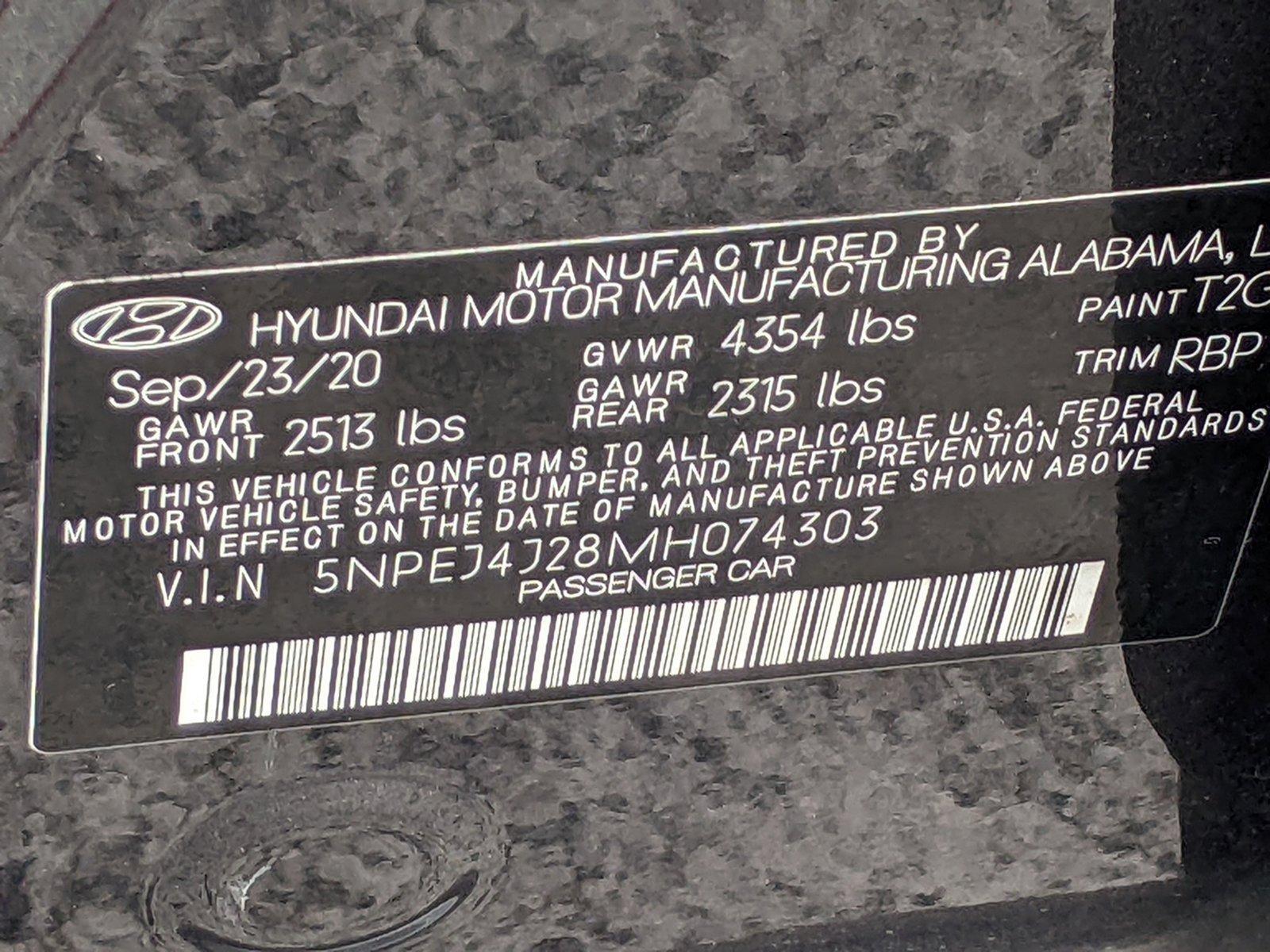 2021 Hyundai SONATA Vehicle Photo in PEMBROKE PINES, FL 33024-6534