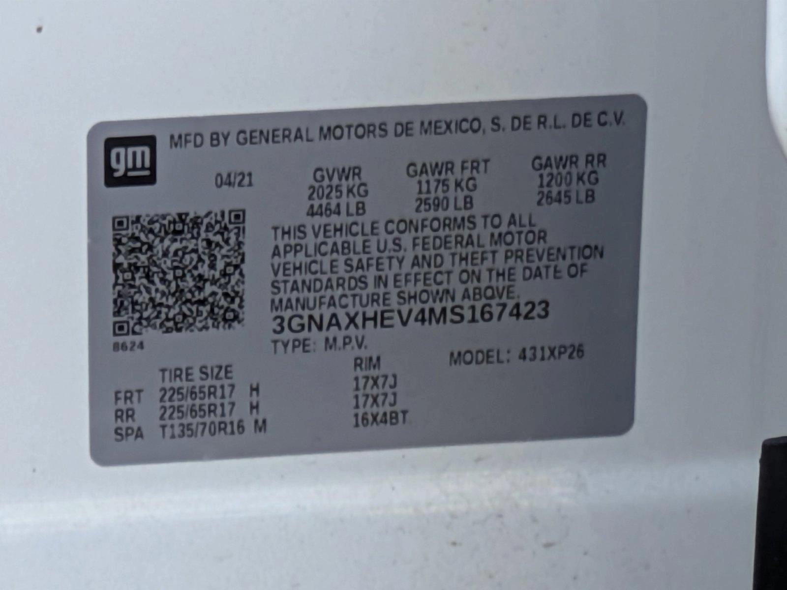 2021 Chevrolet Equinox Vehicle Photo in CLEARWATER, FL 33764-7163