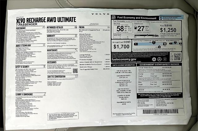 2024 Volvo XC90 Recharge Plug-In Hybrid Vehicle Photo in Houston, TX 77007