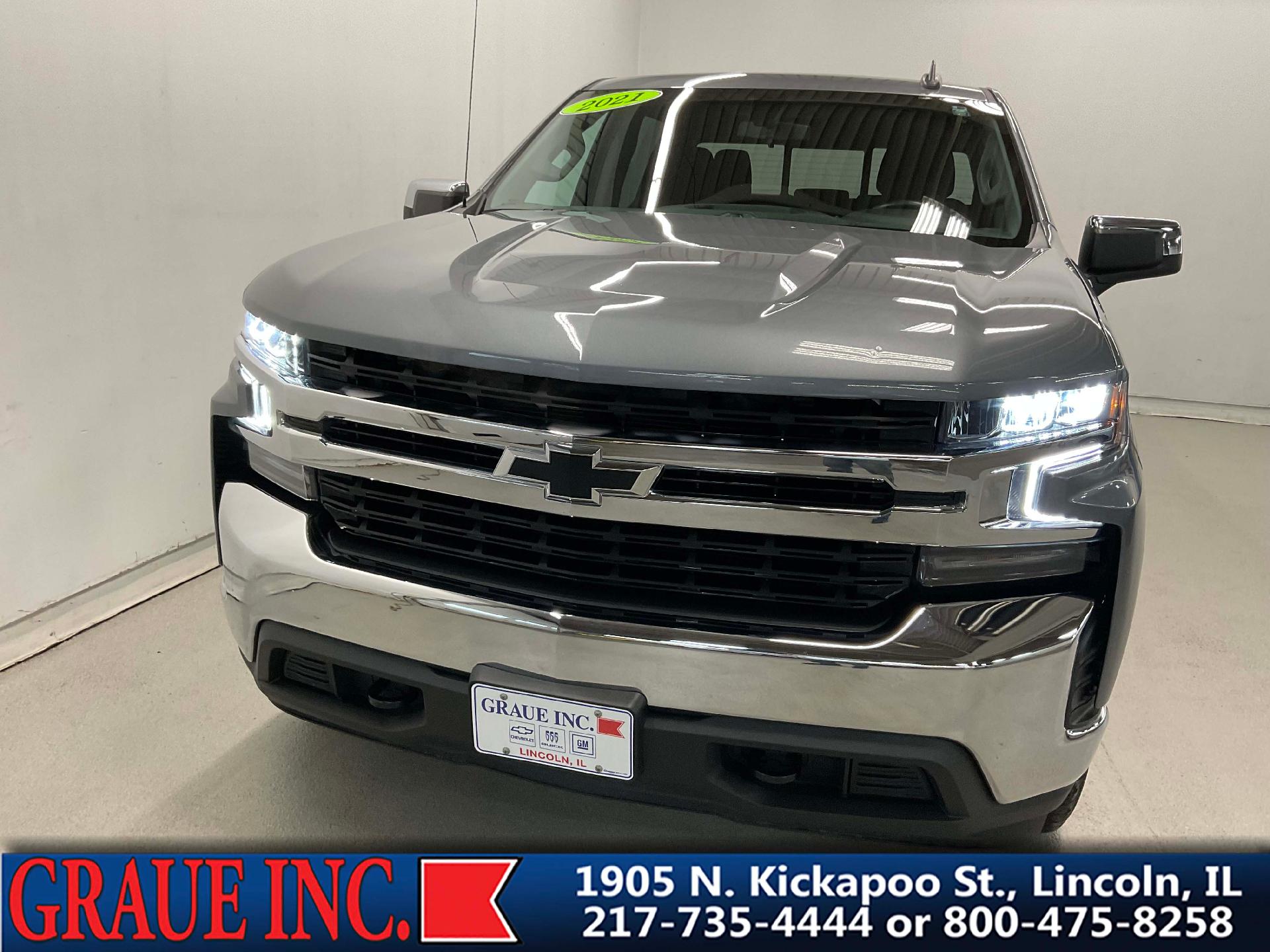 Used 2021 Chevrolet Silverado 1500 LT with VIN 3GCUYDED0MG113154 for sale in Lincoln, IL