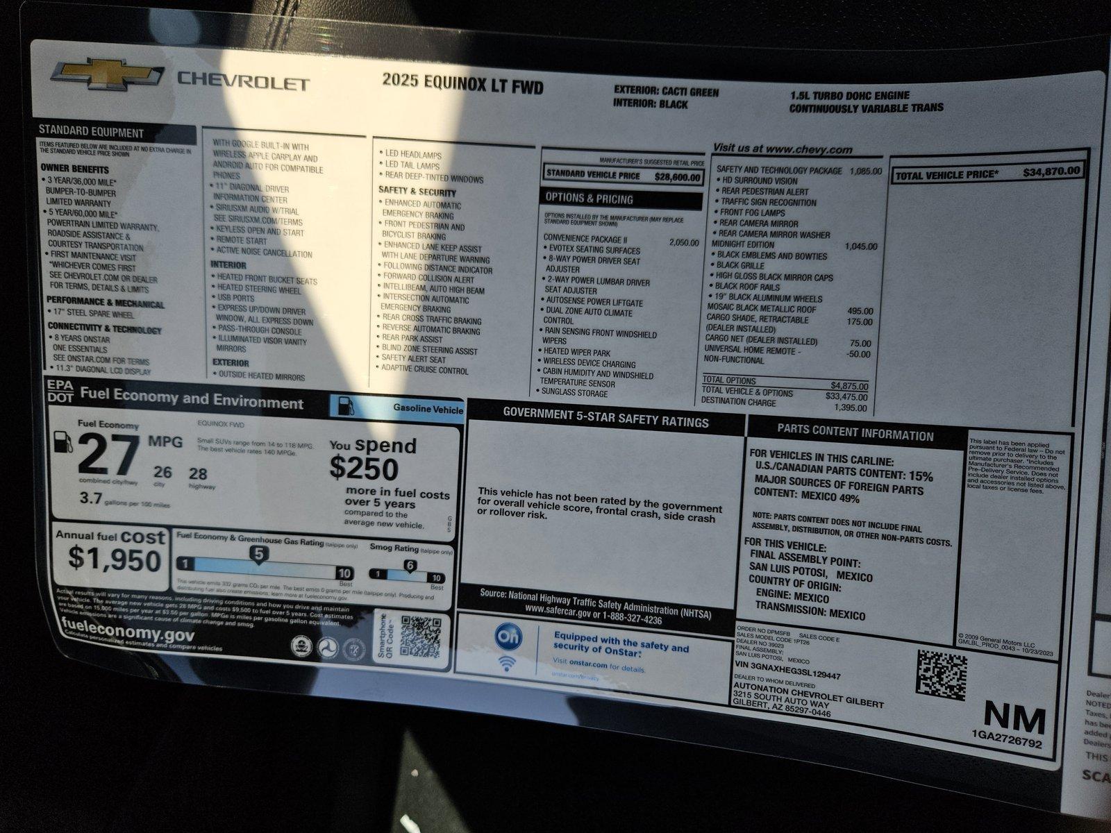 2025 Chevrolet Equinox Vehicle Photo in GILBERT, AZ 85297-0446