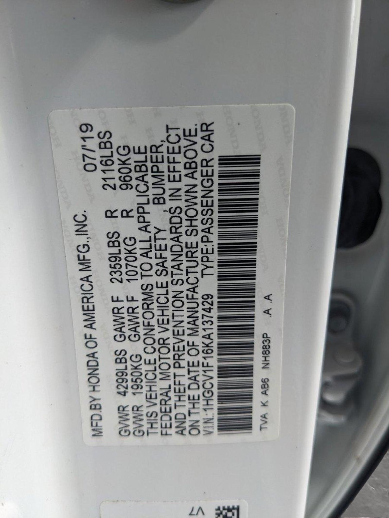 2019 Honda Accord Sedan Vehicle Photo in Sanford, FL 32771