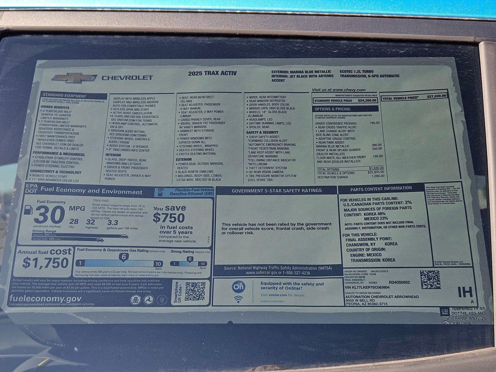 2025 Chevrolet Trax Vehicle Photo in PEORIA, AZ 85382-3715