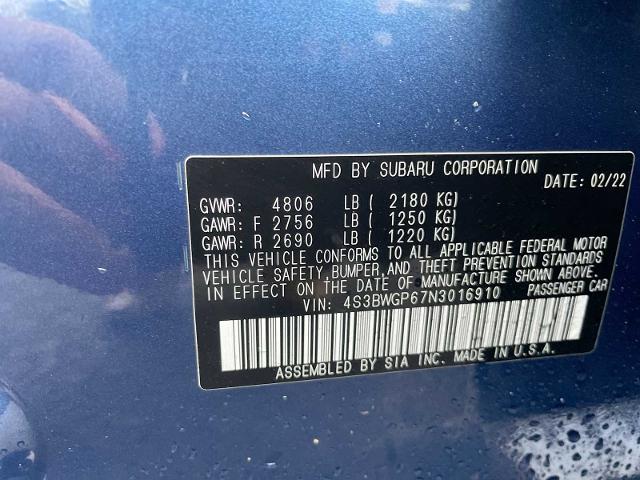 2022 Subaru Legacy Vehicle Photo in THOMPSONTOWN, PA 17094-9014