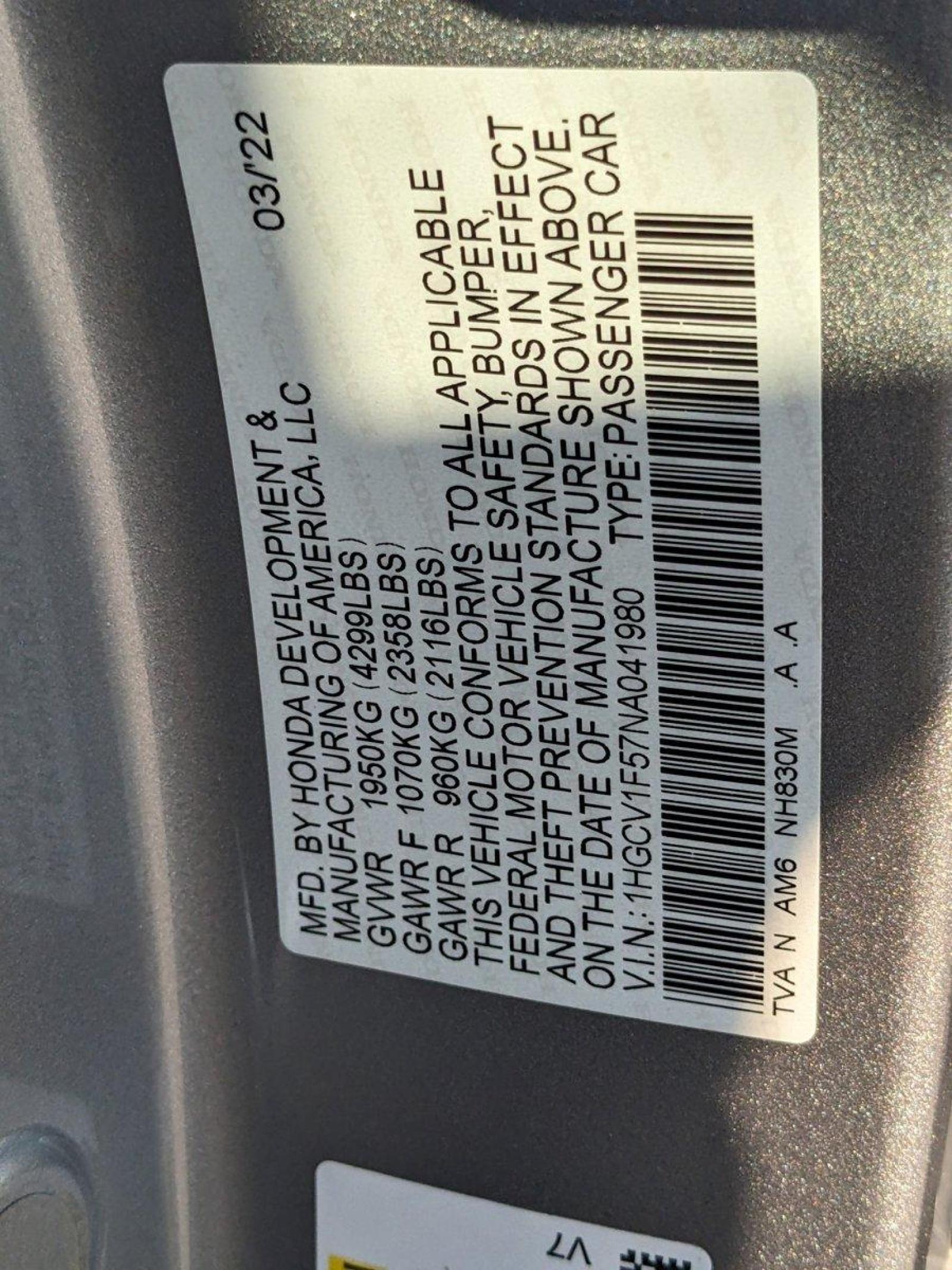 2022 Honda Accord Sedan Vehicle Photo in MIAMI, FL 33172-3015