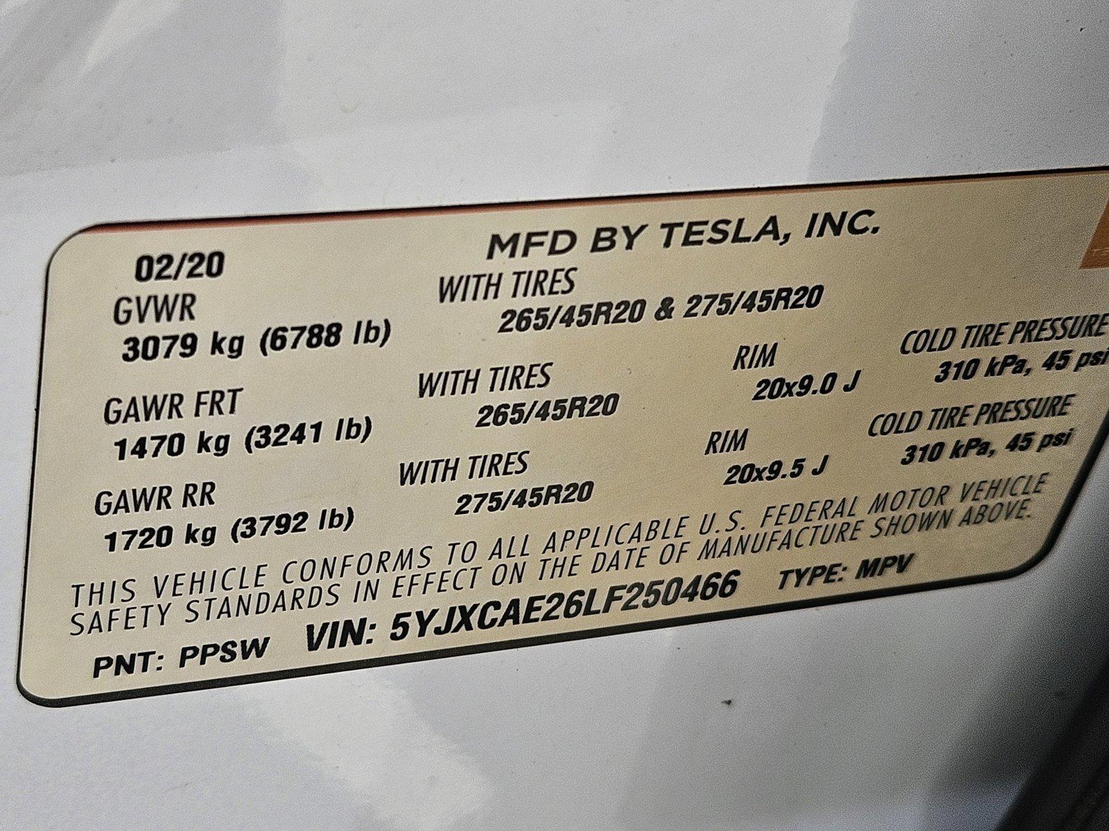 2020 Tesla Model X Vehicle Photo in Pembroke Pines , FL 33027