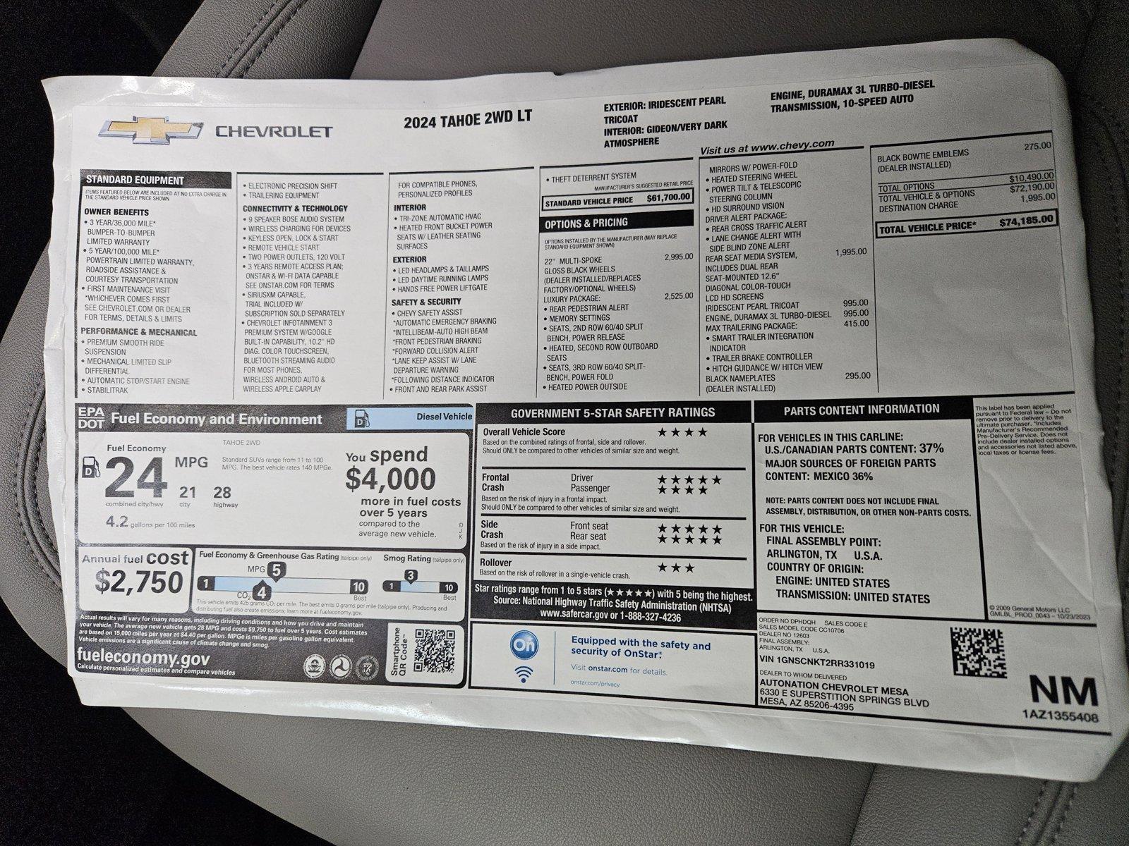 2024 Chevrolet Tahoe Vehicle Photo in MESA, AZ 85206-4395