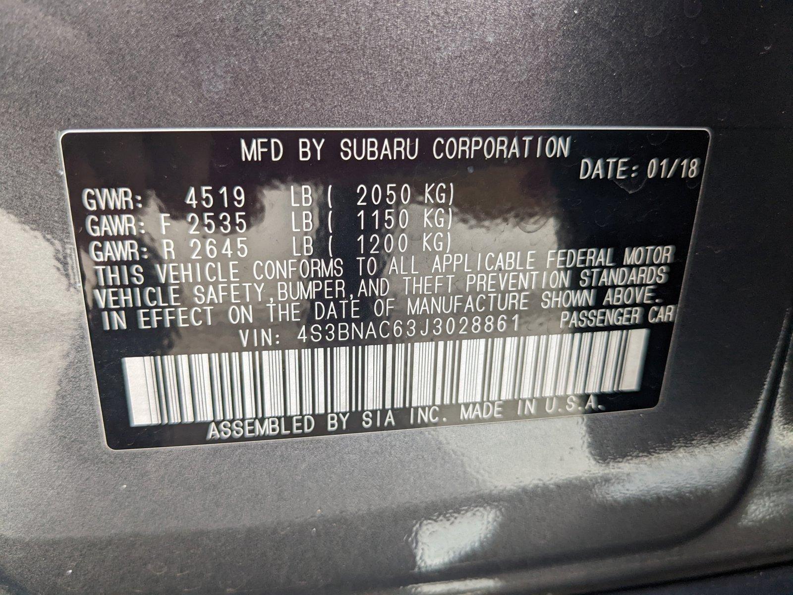 2018 Subaru Legacy Vehicle Photo in Davie, FL 33331