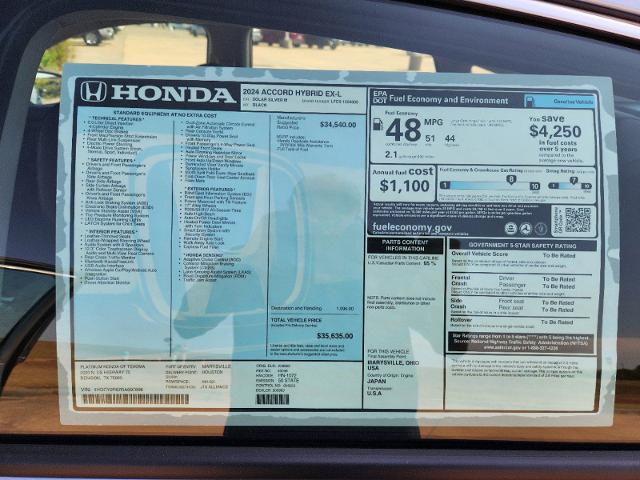 2024 Honda Accord Hybrid Vehicle Photo in Denison, TX 75020