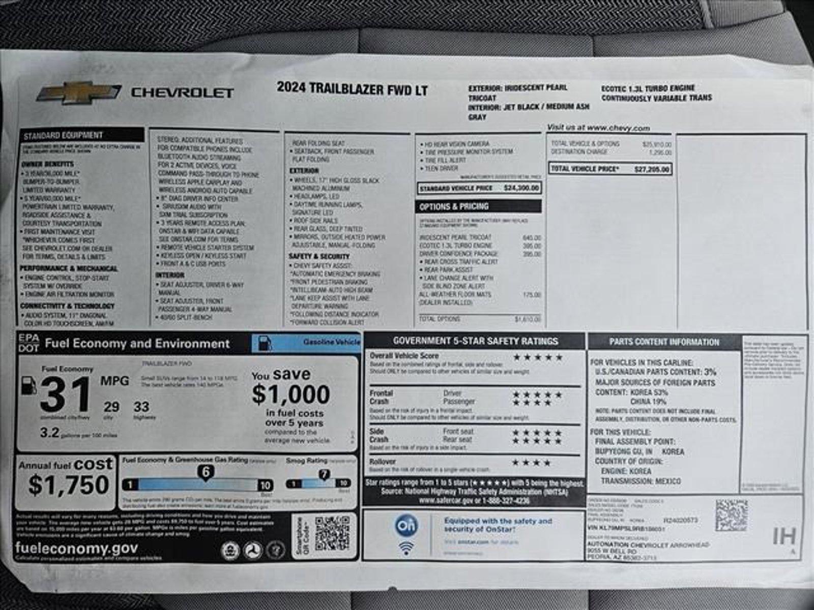 2024 Chevrolet Trailblazer Vehicle Photo in MESA, AZ 85206-4395